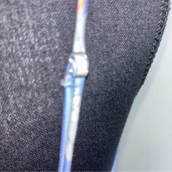 Zara Top Medium Blue Floral Ruched Back Crop Bustier Spaghetti Hook Eye Closure - Picture 10 of 13